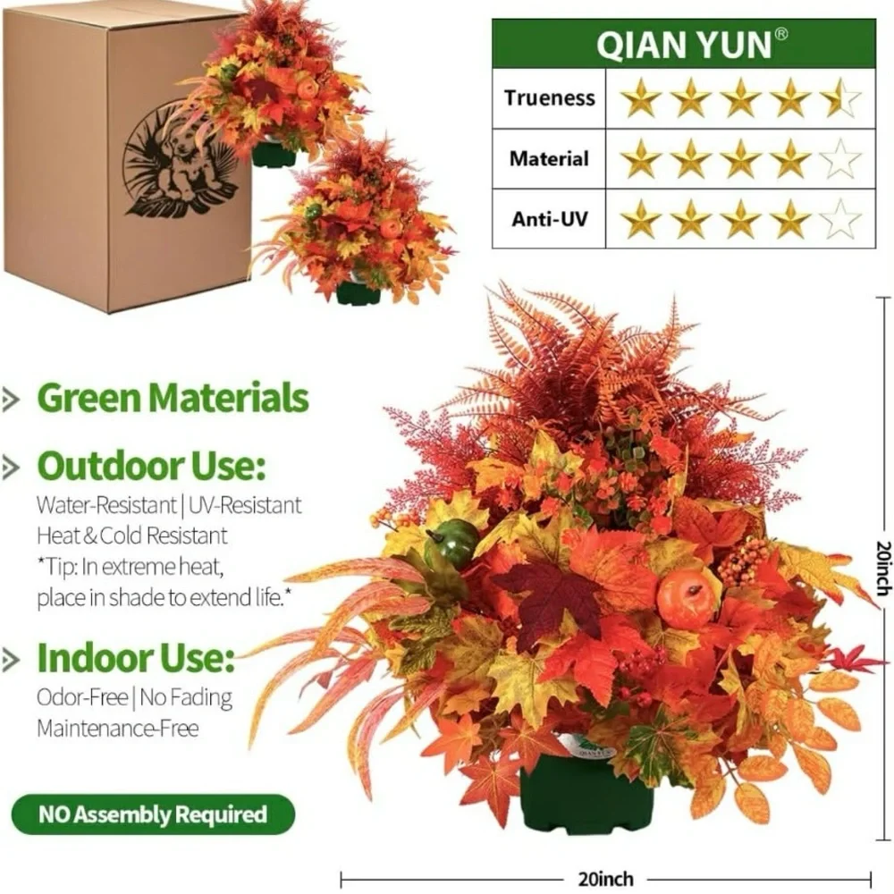 Faux Autumn Centerpiece Arrangement -set of 2  Vibrant Orange & Yellow ⁹